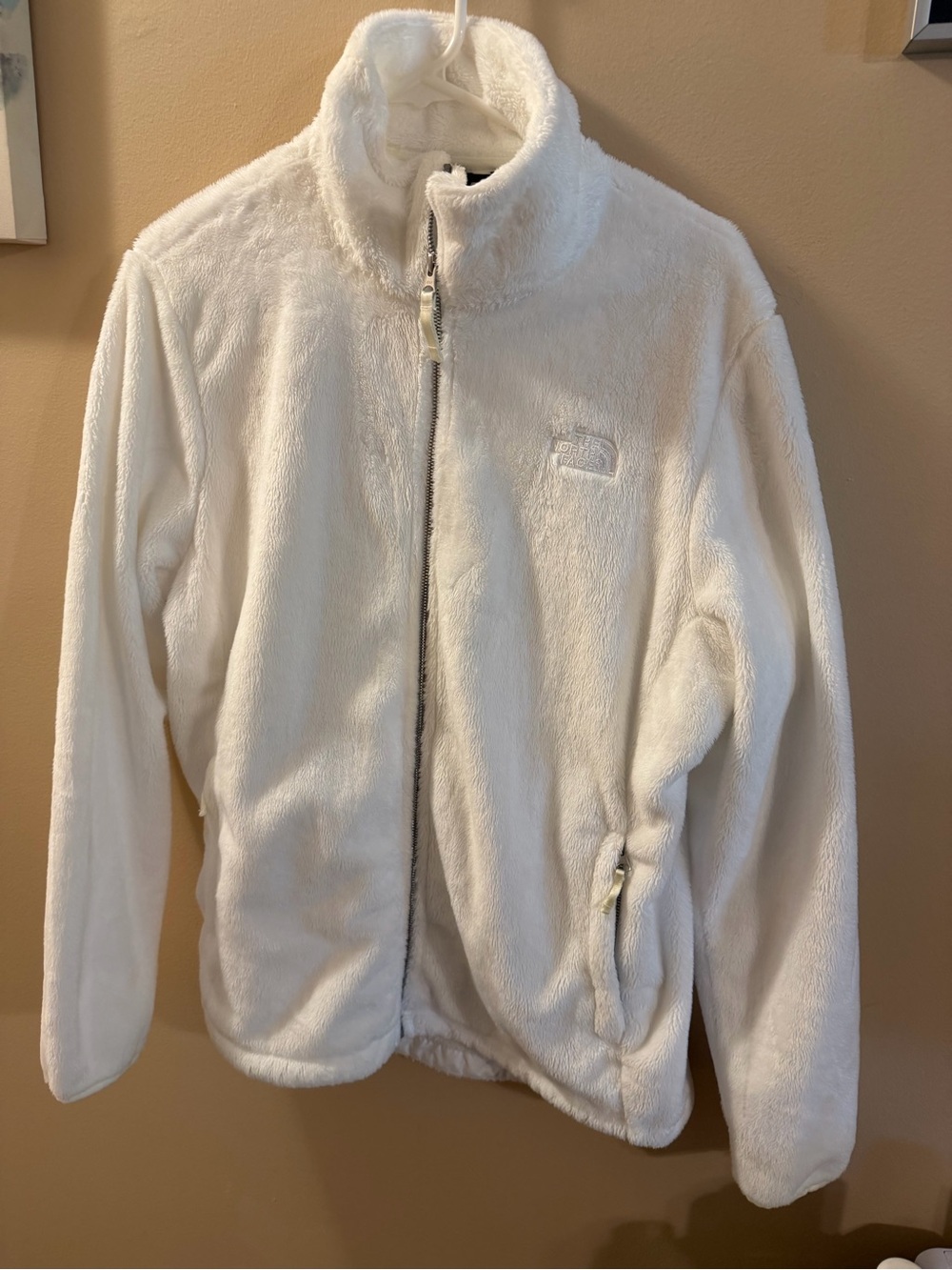 The North Face White Plush Fleece Full-Zip Jacket size XL